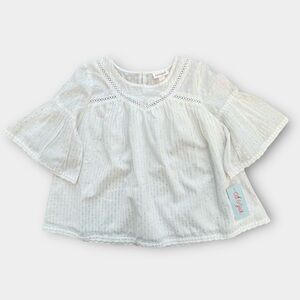 Cat & Jack White and Silver Metallic Eyelet Blouse, Girl’s 6